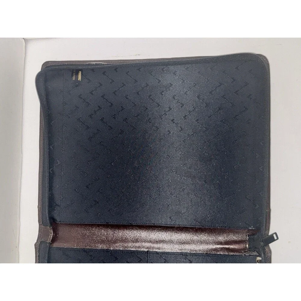 Vintage Samsill 70734 Brown Zip Portfolio Organizer Executive Padfolio